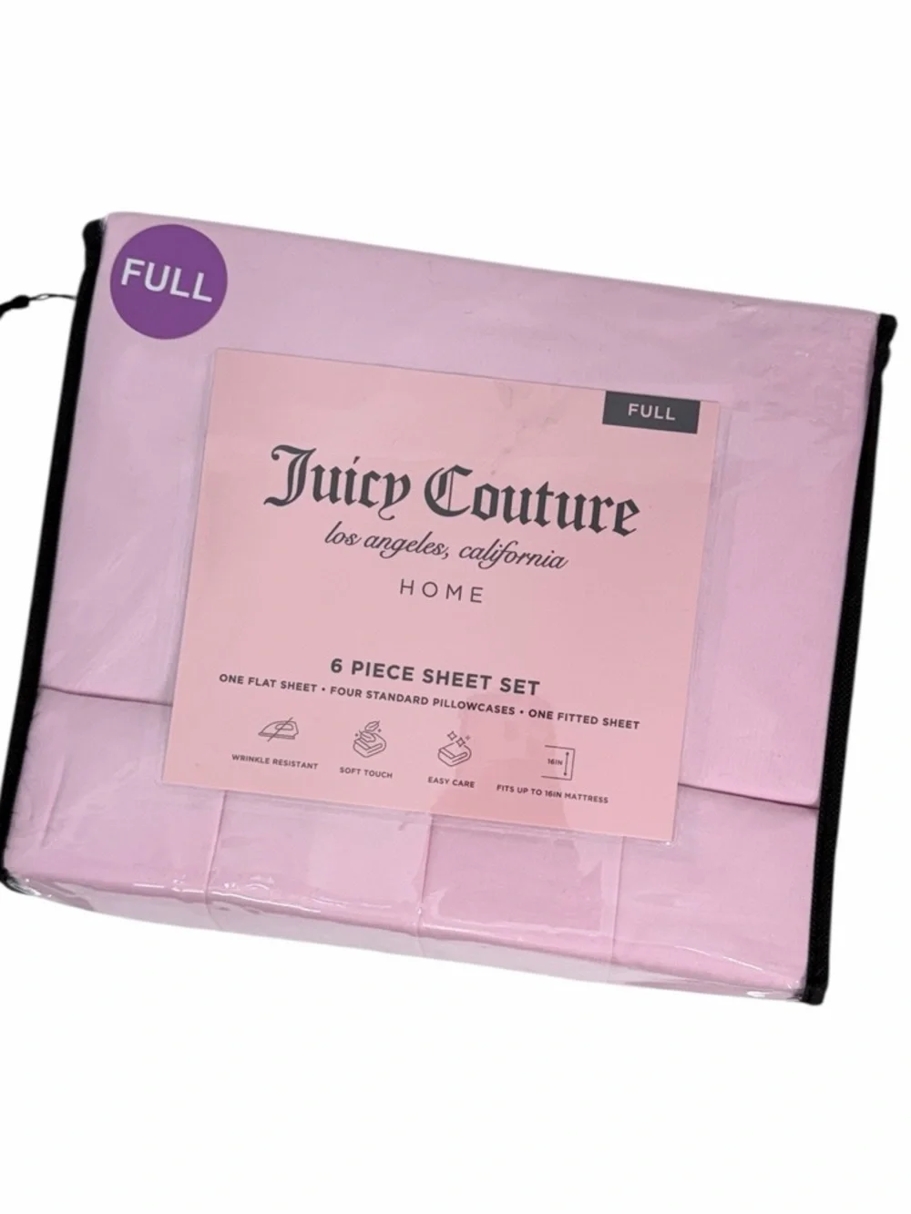 Juicy Couture Pink Full Sheet Set 6 Piece Bedding Set Flat Fitted Sheets